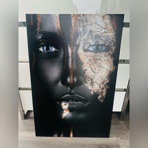 Abstract Black and Gold Face Art Canvas